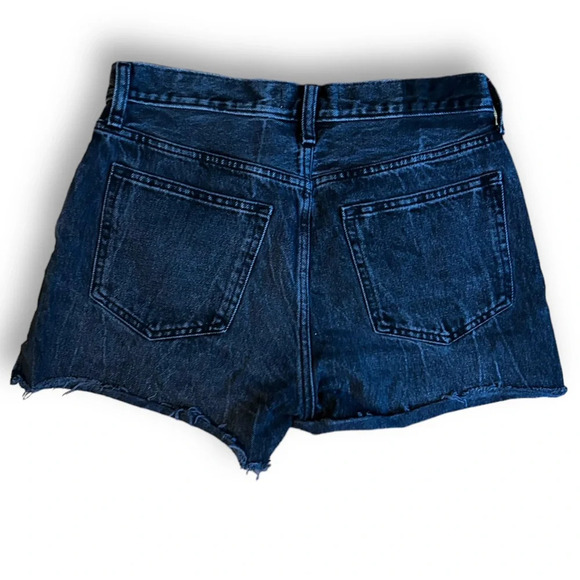 Abercrombie & Fitch Mid-Rise Boyfriend Raw Hem Denim Shorts Washed Black 27/4 - Picture 8 of 10